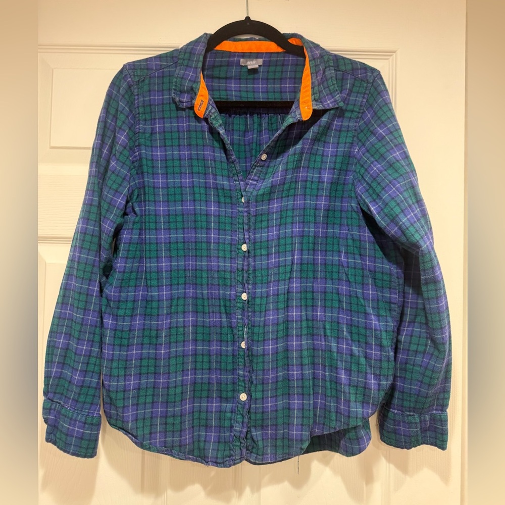 Aerie Blue and Green Plaid Shirt